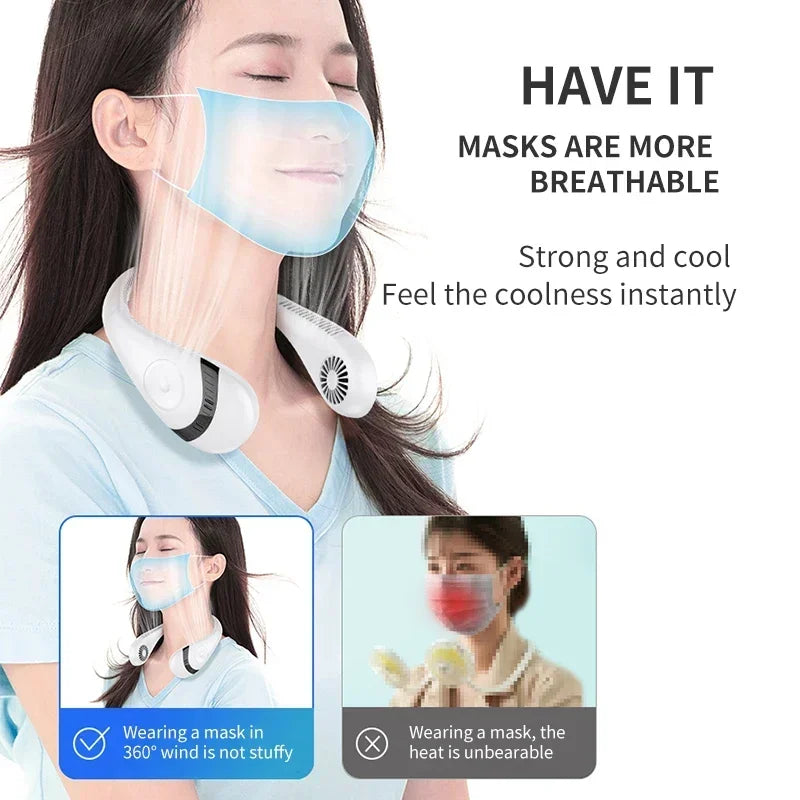 Neck Fan Portable Folding Xiaomi 5000mAh Hanging Bladeless Type-C Recharge 360 Degree Air Conditioning Fan