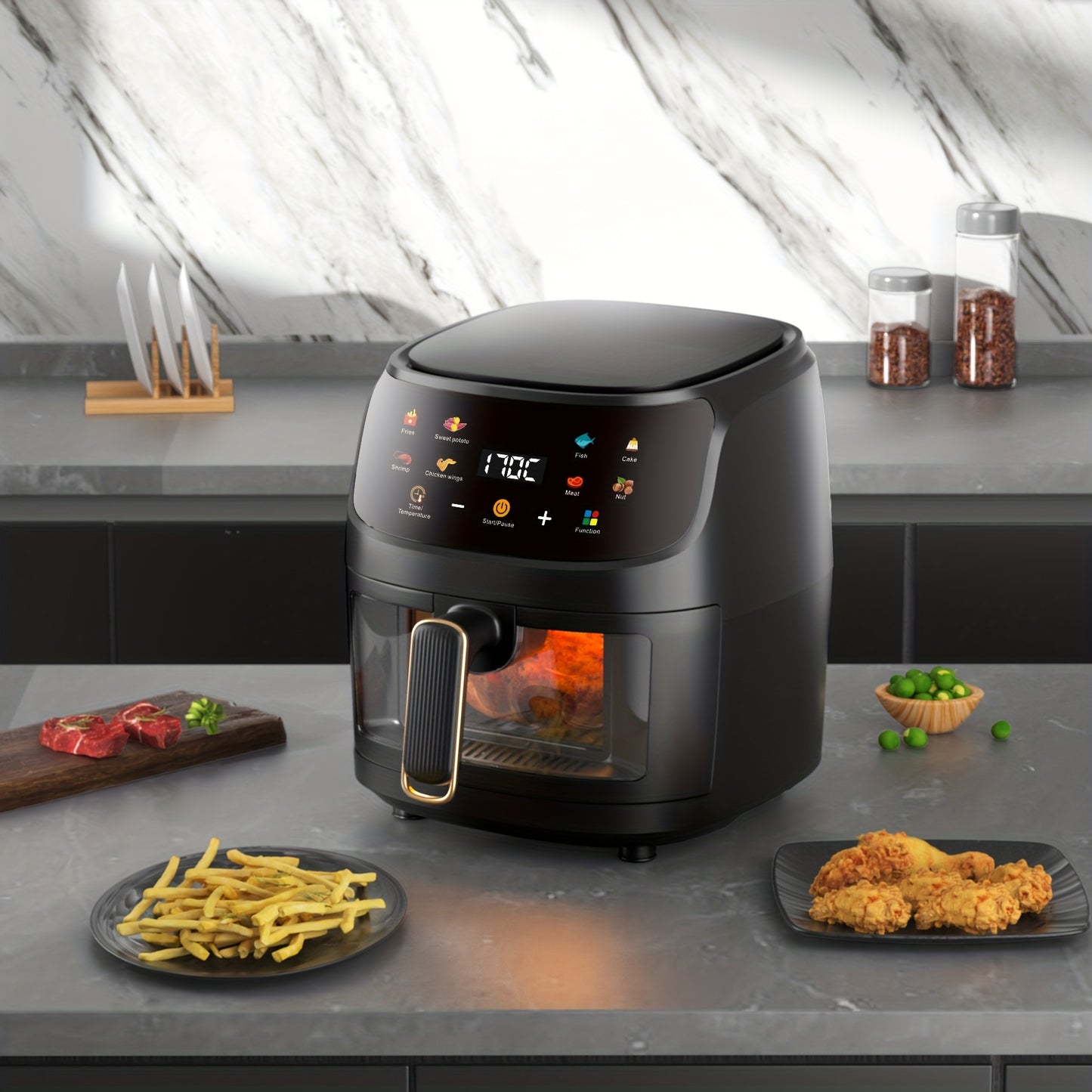 Versatile Air Fryer 6L  with Easy Touch Screen - Fast, Healthy Family Meals, Easy to Clean