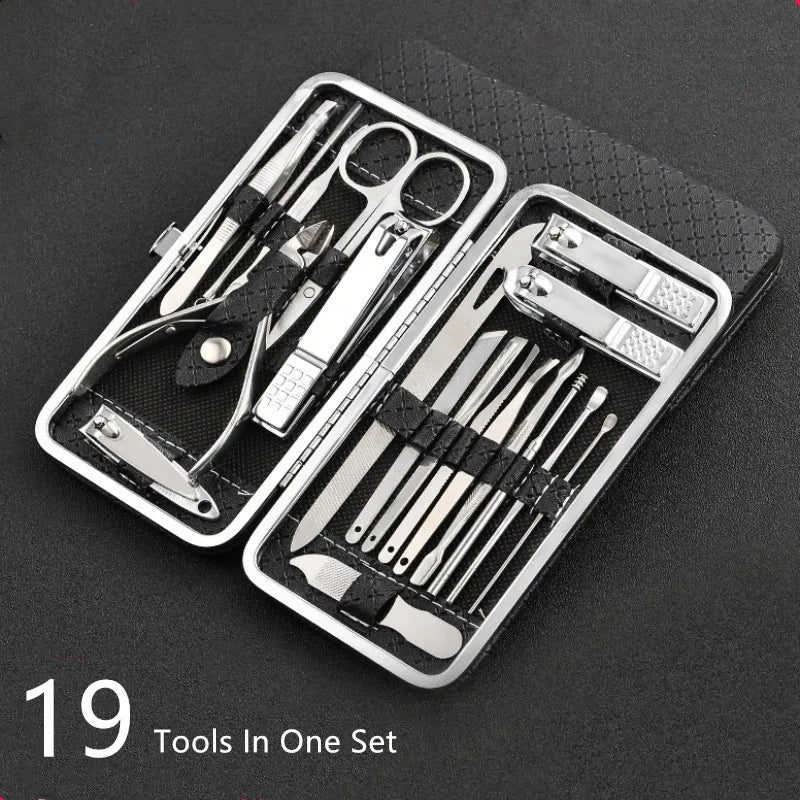 Qmake 19 in 1 Stainless Steel Manicure Pedicure Professional kit,Ingrown Toe Nail Trimmer