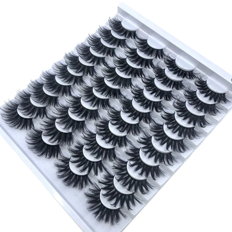 Eyelashes Bulk Faux Thick Long Wispy Natural, Pack Short Wholesales Natural False ,20 Pairs 18-25 mm 3d Mink