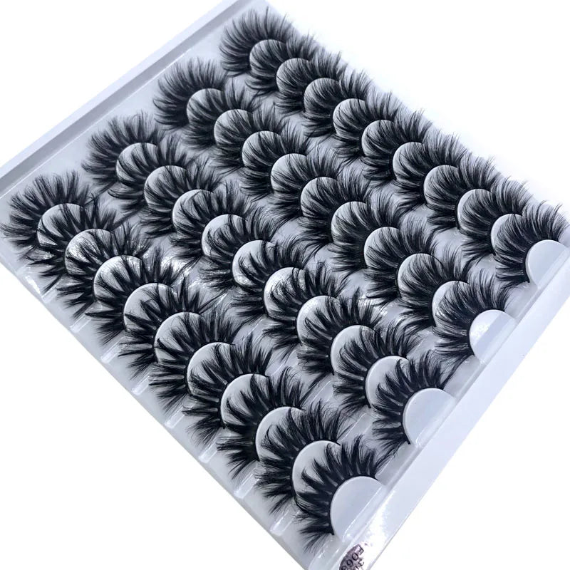 Eyelashes Bulk Faux Thick Long Wispy Natural, Pack Short Wholesales Natural False ,20 Pairs 18-25 mm 3d Mink