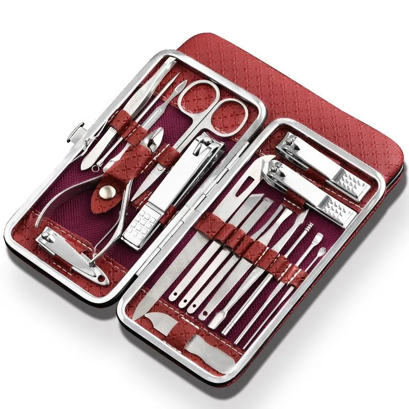 Qmake 19 in 1 Stainless Steel Manicure Pedicure Professional kit,Ingrown Toe Nail Trimmer