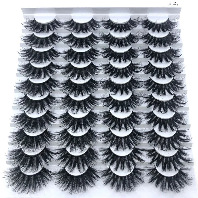 Eyelashes Bulk Faux Thick Long Wispy Natural, Pack Short Wholesales Natural False ,20 Pairs 18-25 mm 3d Mink