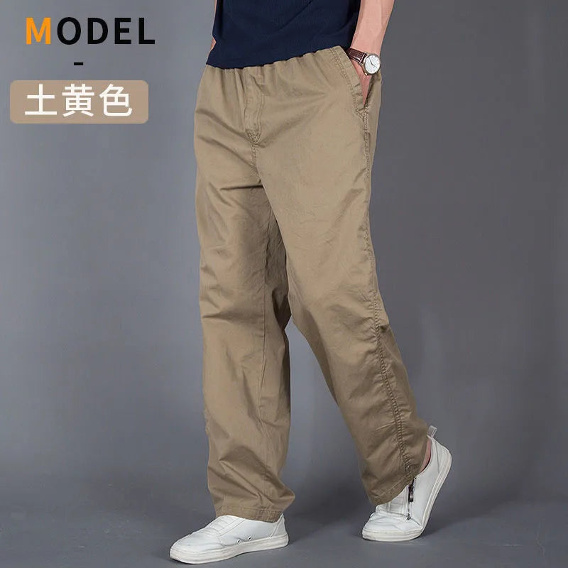 Men's Cargo New Pants Men's Loose Straight Oversize Clothing Solid Grey Versatile Work Wear Black Joggers Cotton