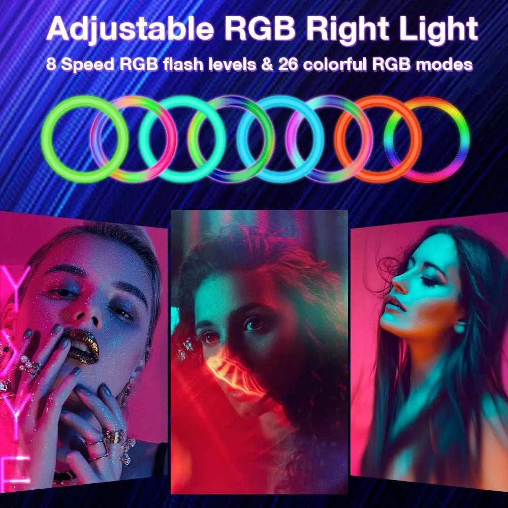 Ring Light Lamp RGB Round With Remote Control For Smartphone Mobile Led Video Light Ring Make Youtube Photographic Lighting