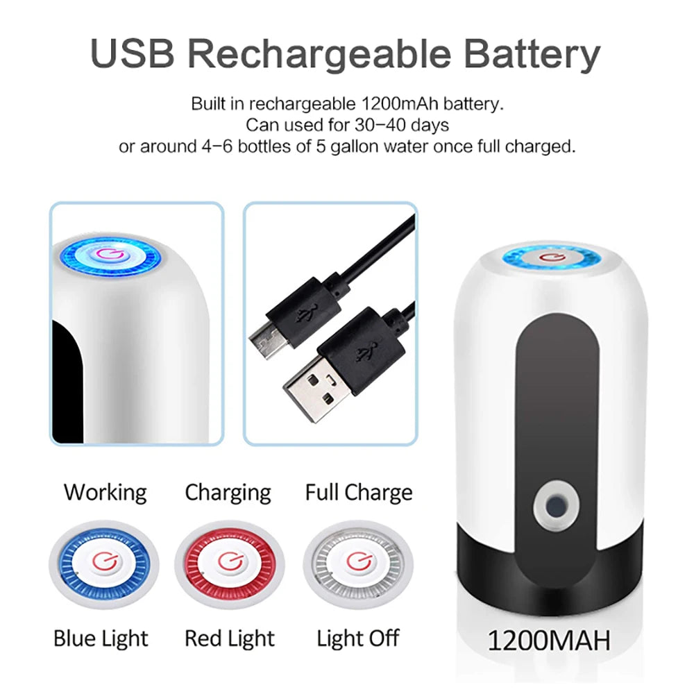 Mini Barreled Electric Liquid Bottle Pump USB Charge Automatic Portable Home Drinking  Water Dispenser