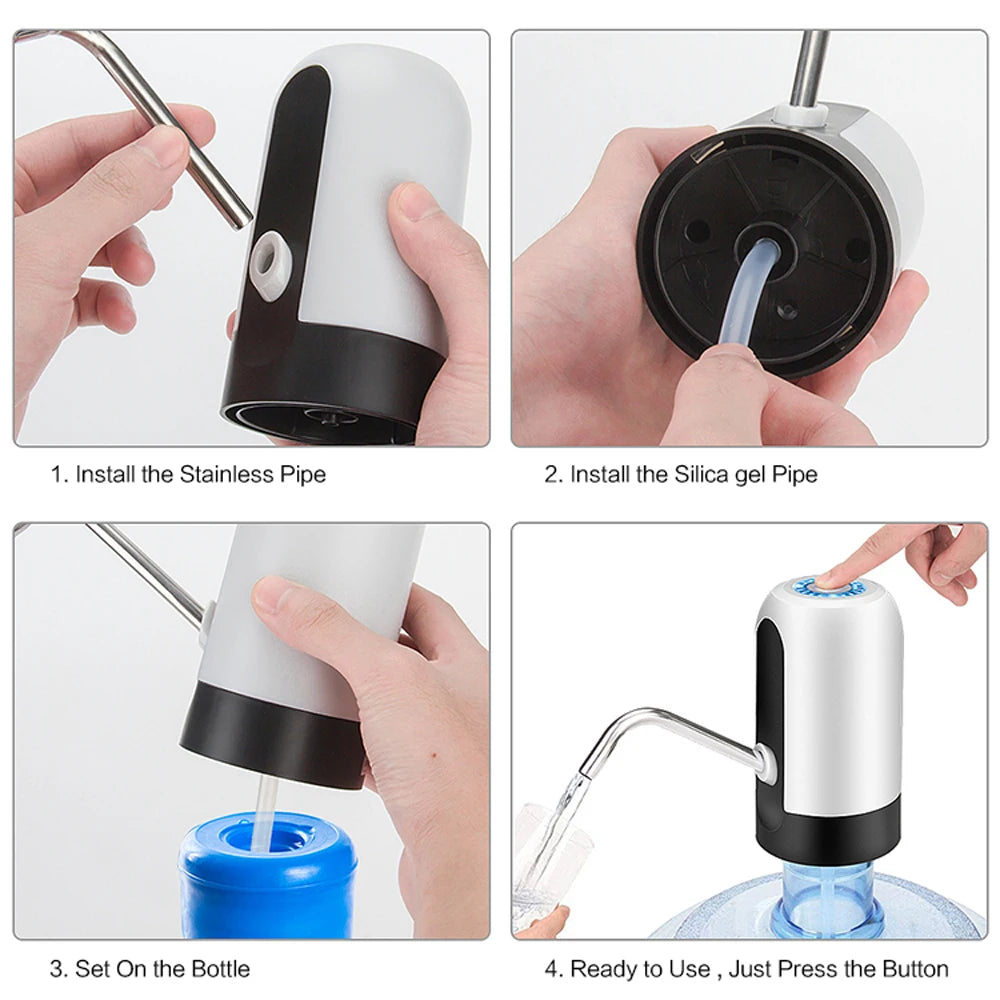 Mini Barreled Electric Liquid Bottle Pump USB Charge Automatic Portable Home Drinking  Water Dispenser