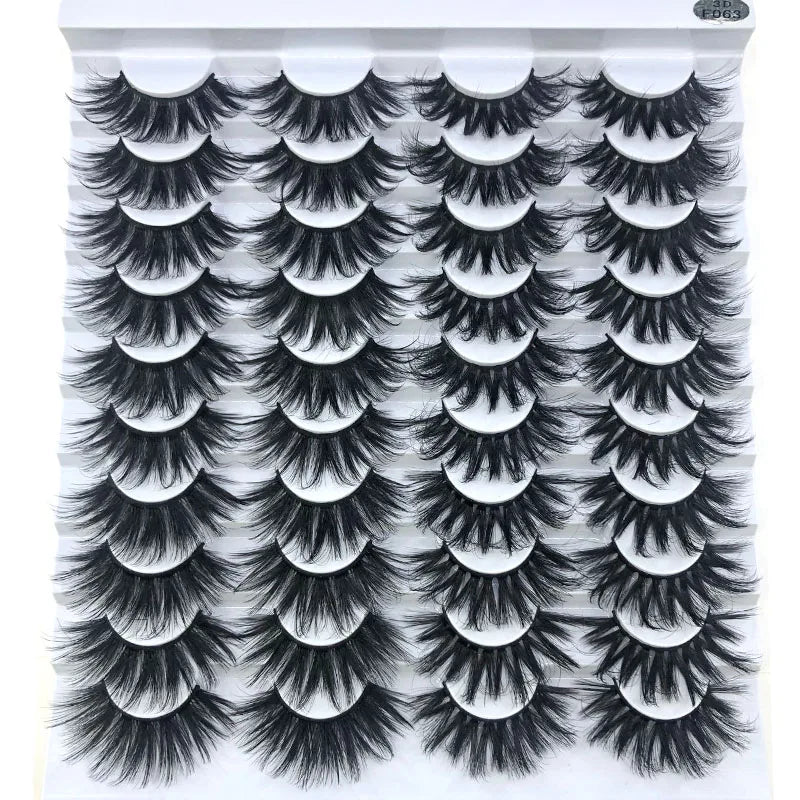 Eyelashes Bulk Faux Thick Long Wispy Natural, Pack Short Wholesales Natural False ,20 Pairs 18-25 mm 3d Mink