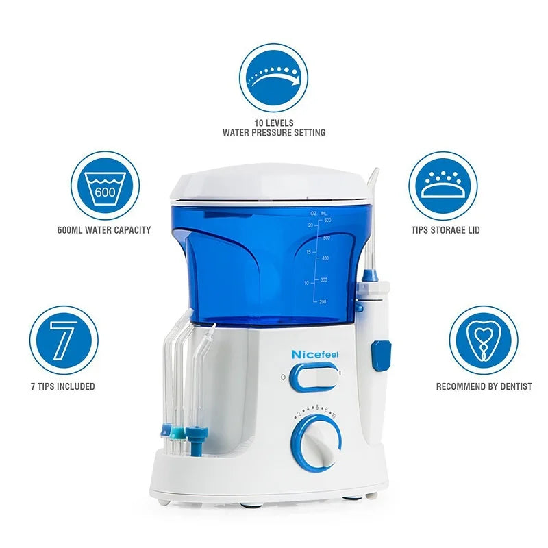 Electric Dental Floss Oral Irrigator 600ML, Household Use Portable Tabletop Suitable For 7 Dental Floss Teeth  For Homeuse