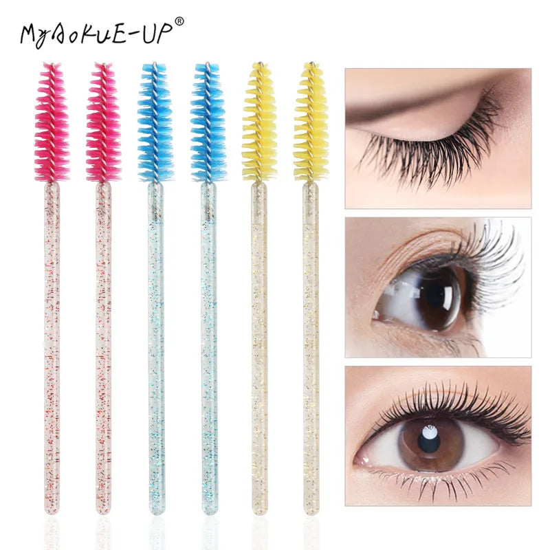 Cosmetic Eyelash Brush  Crystal Mascara Wands Applicator Diamond Eyelashes brushes Disposable 50 pcs