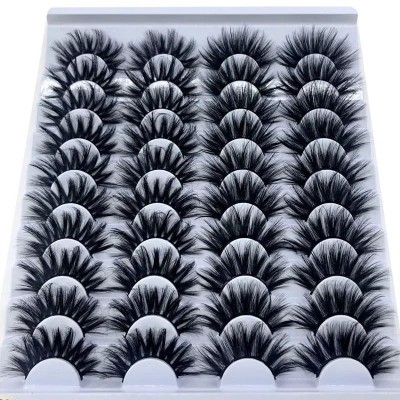 Eyelashes Bulk Faux Thick Long Wispy Natural, Pack Short Wholesales Natural False ,20 Pairs 18-25 mm 3d Mink