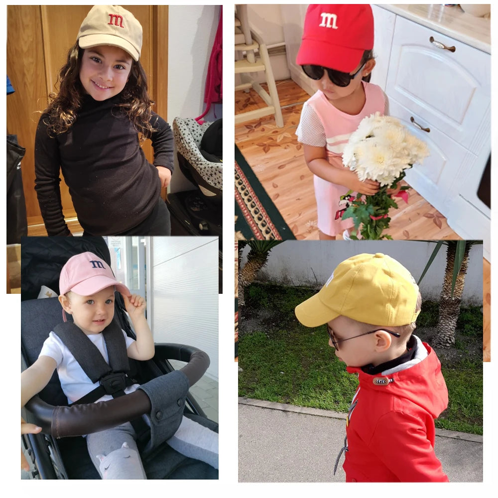 Cap for Girls Boy Hats Sunscreen Baby Hat Hip Hop M Letter Caps 1-6-8-12-15 Years