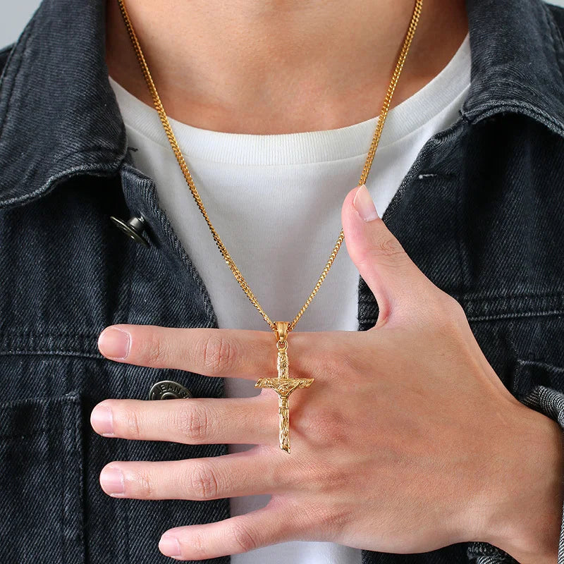 Necklace, Men Women, Catholicism, Gold Color Stainless Steel Unisex