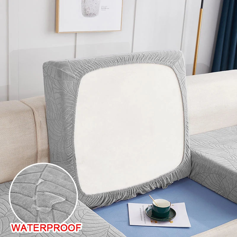 Seat Cushion Cover Elastic Grey Sofa Cover Jacquard Water Resistant, Living Room Furniture Protector for Pets Kids Removable