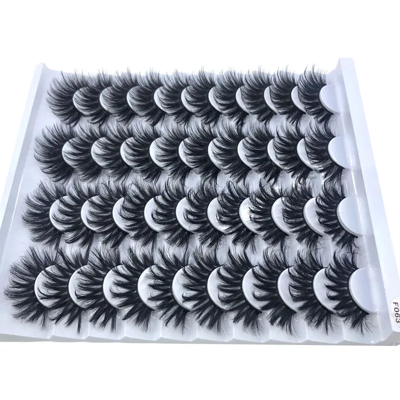 Eyelashes Bulk Faux Thick Long Wispy Natural, Pack Short Wholesales Natural False ,20 Pairs 18-25 mm 3d Mink