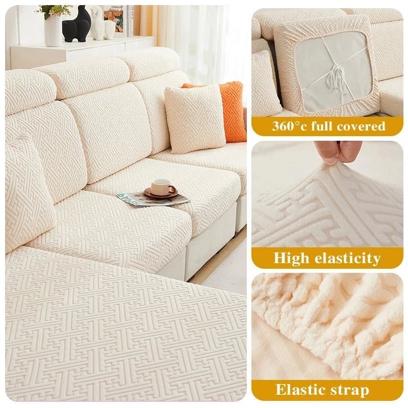 Sofa Seat Cushion Jacquard Cover Stretch Sofa Covers for Living Room Anti-cat Scratch Fit for Chair L-shape Sectional Sofa