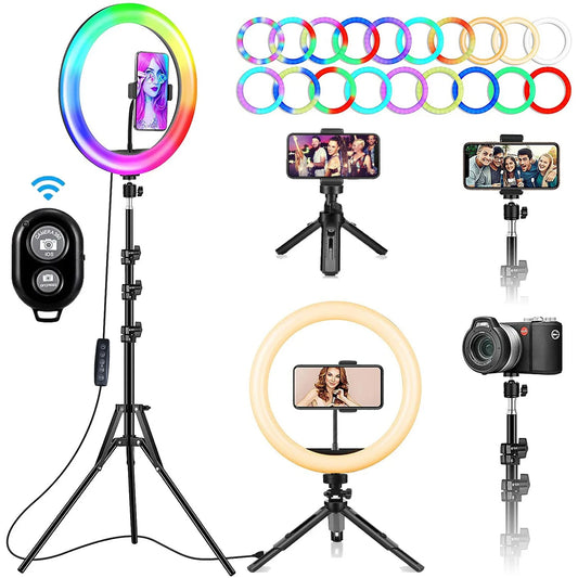 Ring Light  With Tripod Stand Fill LED RingLight Phone Photography Rim Light Live Video Shoot Makeup Circle Lamp