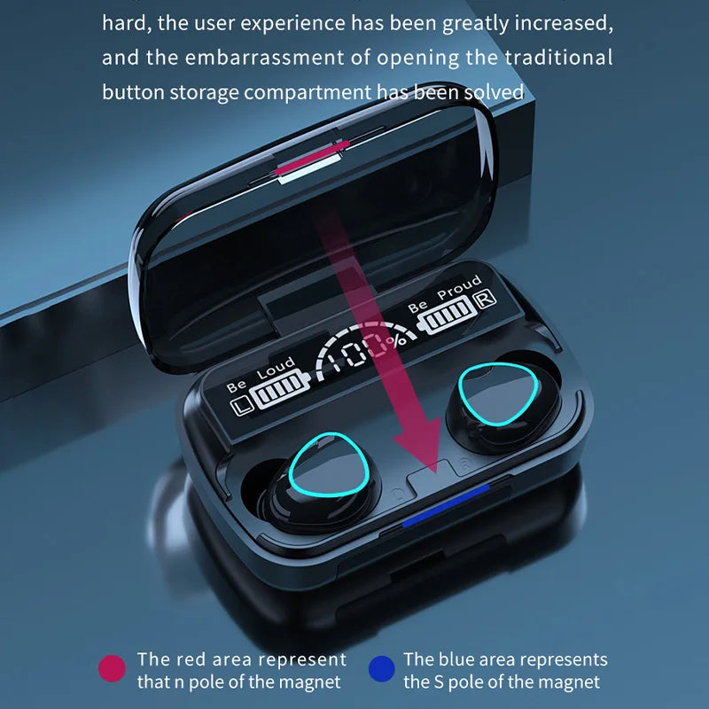 M10 TWS Bluetooth Headphones 3500mAh Charging Box Wireless Earphones with Microphone 9D Stereo Sports Waterproof Earbuds Headset