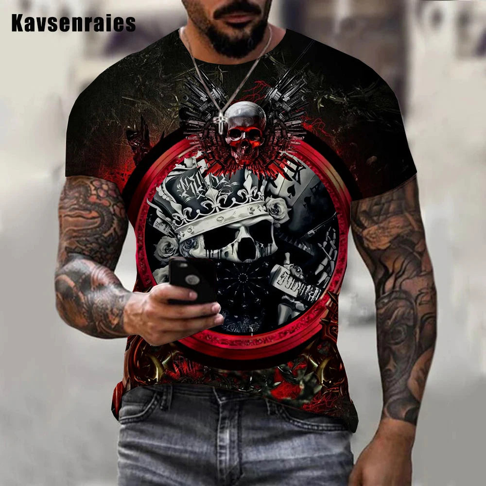 Latest Horror Style 3D Skull Printed T-shirt Men Women Fashion Casual O-Neck Street Style Oversized Short Sleeve Tops