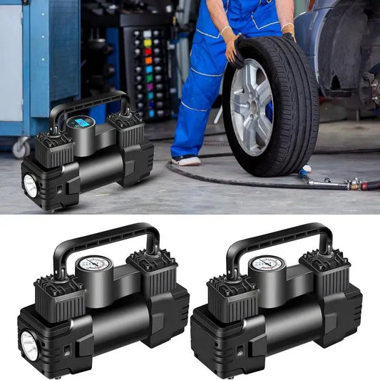 Car tire pump portable auto tyre air compressor car air pump LED light machine auto tire inflator with digital pressure guage