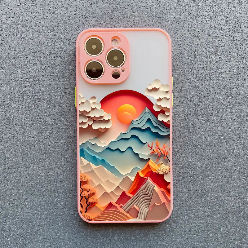 iPhone 15 14 7 8 Plus XS X XR 14 13 Pro Max 13 12 Pro Max Mini Creative Mountains Back Cover Printing Landscape case