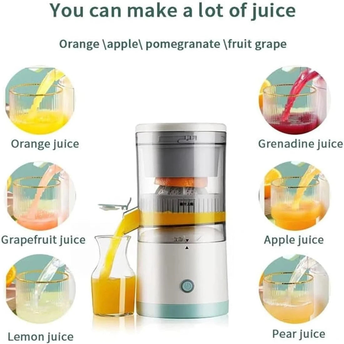 Juicer Juice Cup Citrus Orange Lemon Squeezer USB Charging, Fruit Juicer Blender Fresh Separator Press Machine