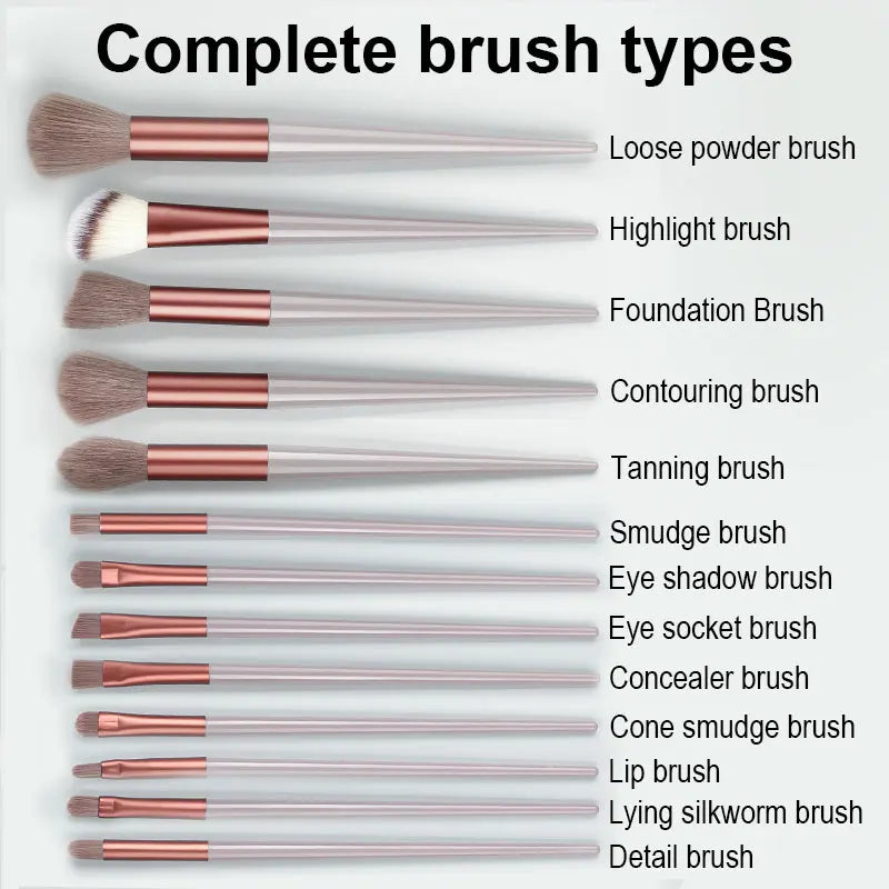13Pcs Soft Fluffy Makeup Brushes Set for Cosmetics Foundation Blush Powder Eyeshadow Kabuki Blending with Makeup Sponge Egg