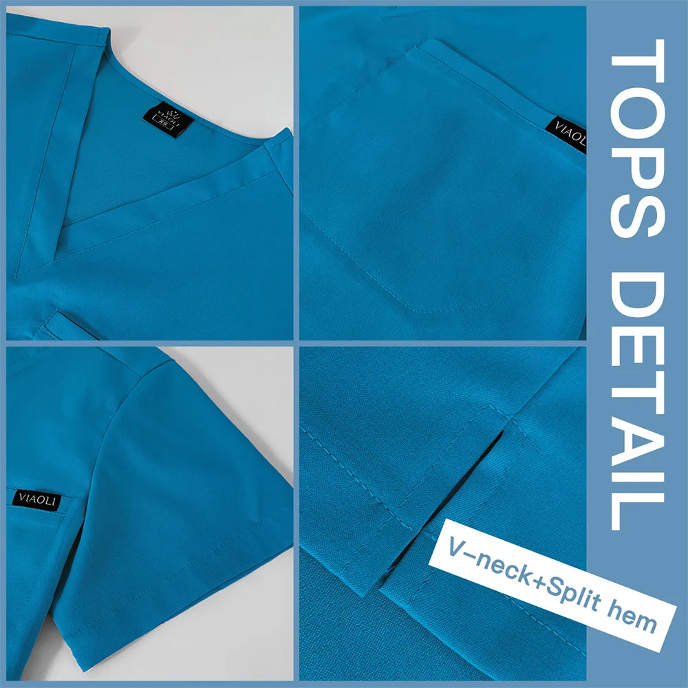 Unisex Scrub Suits Doctor Set Men Tops+Jogger Pants Surgical Workwear Dental Clinic Work Clothes Hospital Doctor Nursing Uniform