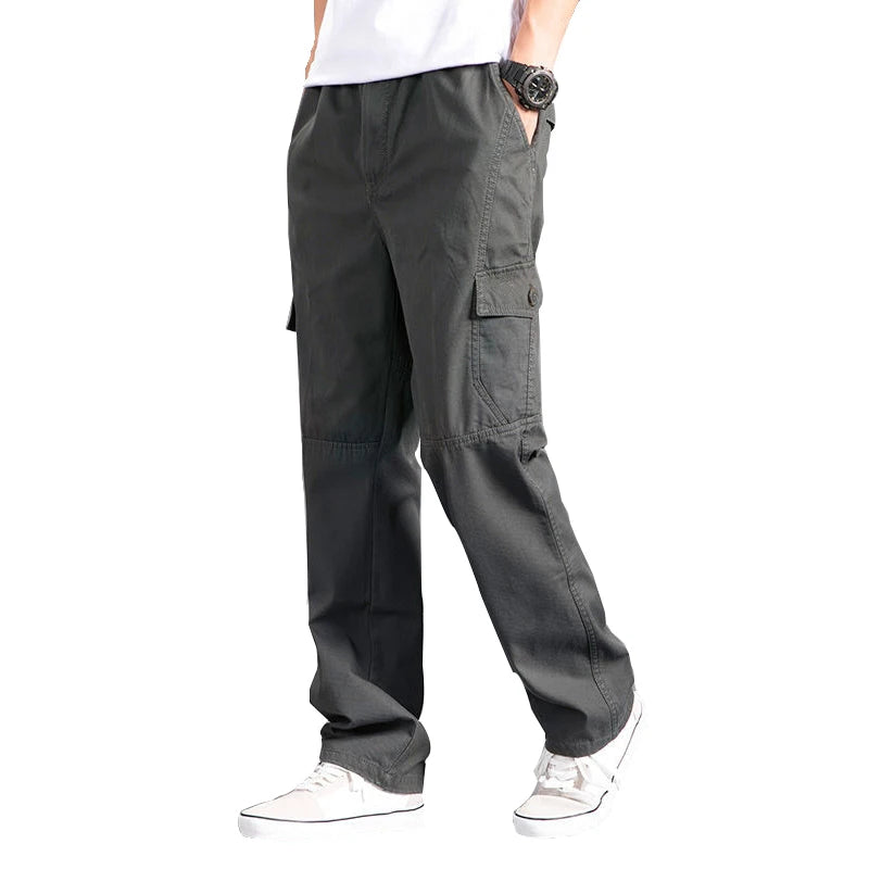 Men's Cargo New Pants Men's Loose Straight Oversize Clothing Solid Grey Versatile Work Wear Black Joggers Cotton