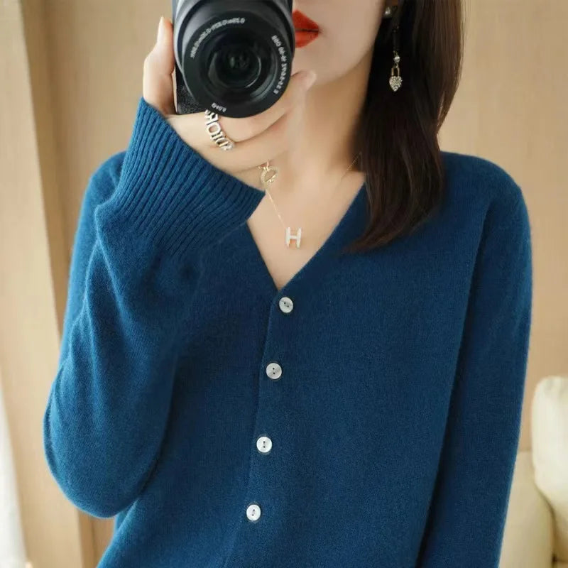 Autumn Winter Women Long Sleeve Warm Knit Cardigan Korean Fashion Spring casual Sweater