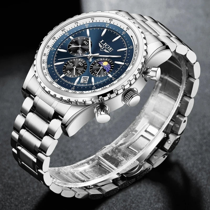 LIGE Top Brand Men's Luxury Wrist  Watches