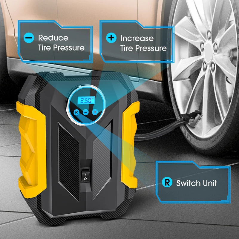 Portable Automobile Air Compressor Digital Tire Inflation Pump LED Lamp