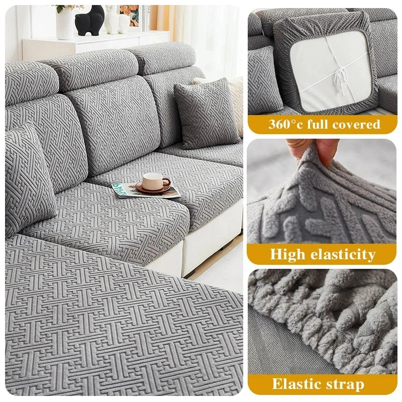 Sofa Seat Cushion Jacquard Cover Stretch Sofa Covers for Living Room Anti-cat Scratch Fit for Chair L-shape Sectional Sofa