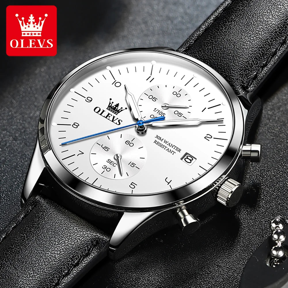 OLEVS Original Men's Watches Top Brand Chronograph Quartz Watch for Men Waterproof Luminous Date Male Wristwatch Casual Luxury