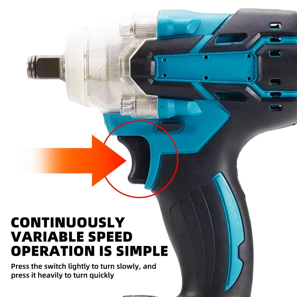 Makita 388V Battery 520N.m Cordless Electric Impact Wrench Brushless Electric, Hand Drill Socket Power Tool