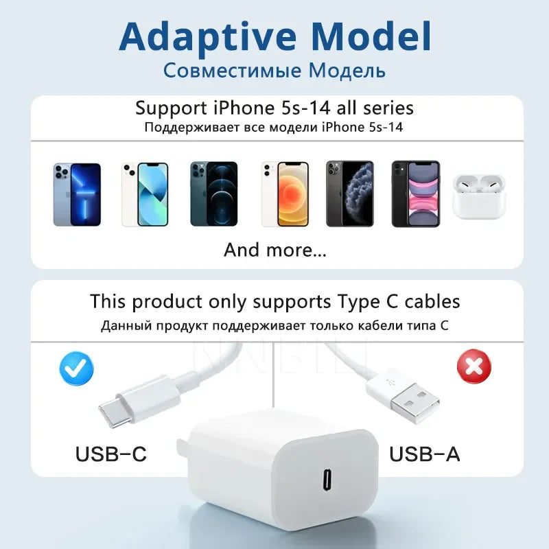 iPhone  Original  20W Fast Charger For Apple iPhone 15 14 13 12 11 Pro Max Plus Fast Charging Type C USB C Chargers Phone Accessories