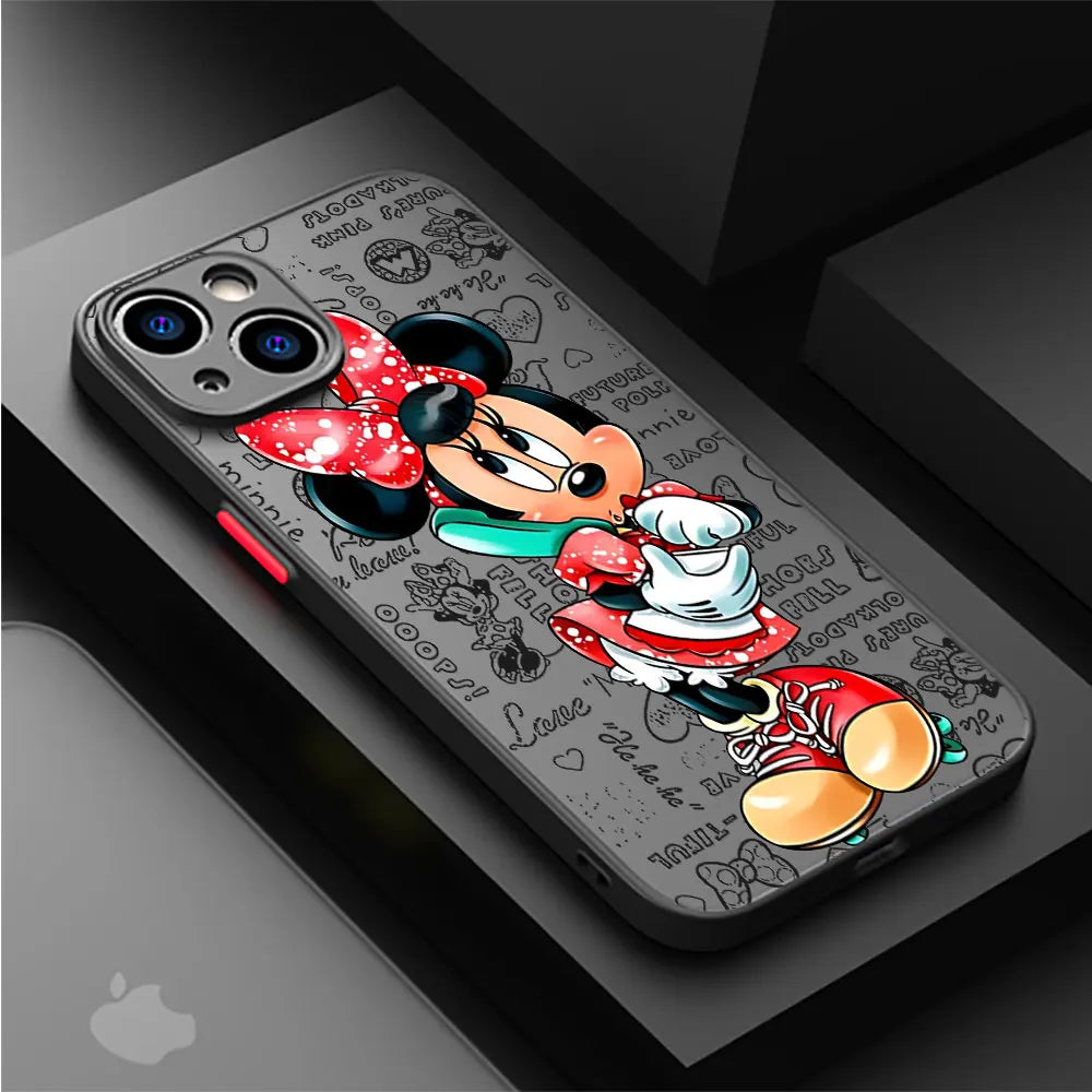 Disney Mickey Minnie Love Phone Case, Apple iPhone 15 Pro Max 13 14 Plus 12 Mini 11 Pro XR 8 SE 7 6S XS MAX Matte Cover