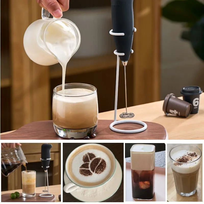 Milk Frother Handheld Mixer Electric Coffee Foamer Egg Beater Cappuccino Stirrer Mini Portable Blenders Home Kitchen Whisk Tool