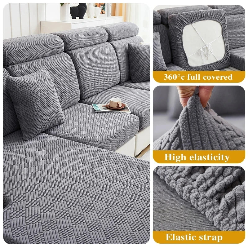 Sofa Seat Cushion Jacquard Cover Stretch Sofa Covers for Living Room Anti-cat Scratch Fit for Chair L-shape Sectional Sofa