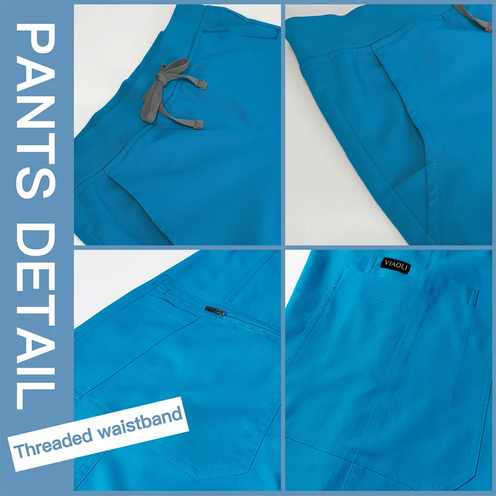 Unisex Scrub Suits Doctor Set Men Tops+Jogger Pants Surgical Workwear Dental Clinic Work Clothes Hospital Doctor Nursing Uniform