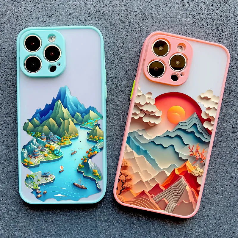 iPhone 15 14 7 8 Plus XS X XR 14 13 Pro Max 13 12 Pro Max Mini Creative Mountains Back Cover Printing Landscape case
