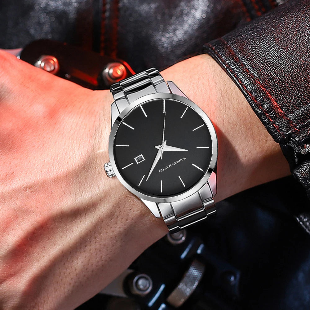 Men Watch Top Brand Luxury Calendar Stainless Steel Quartz Fashion Business Full Black Waterproof Sports Watch Relogio Masculino