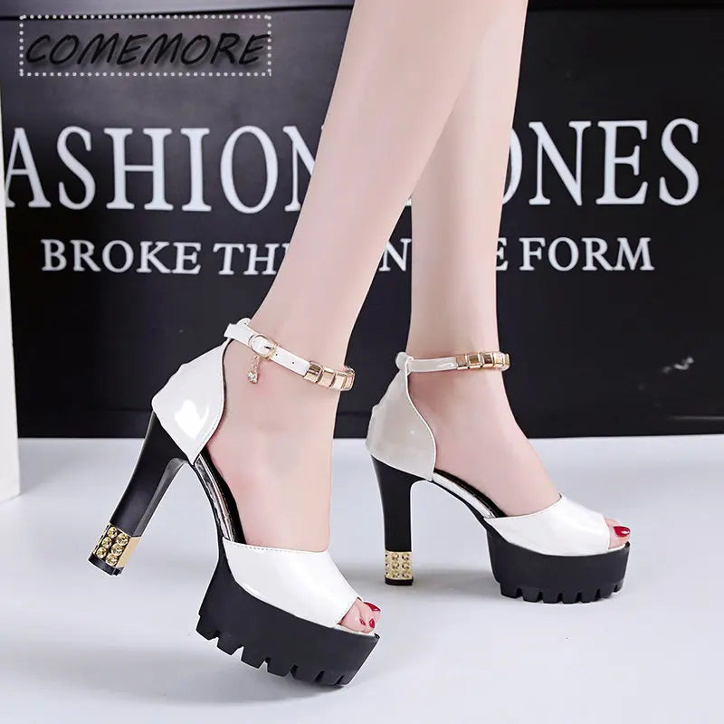 Peep Toe Platform High Heels Pumps Elegant Luxury Woman Shoes