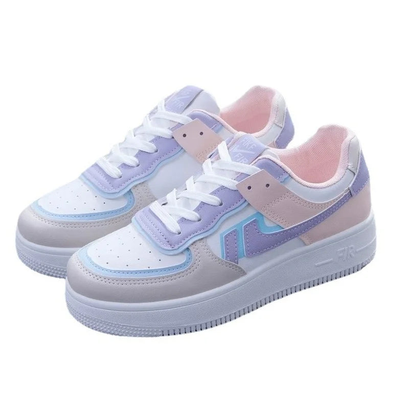 Sneakers College Style Women Shoes  Vulcanize  Light Casual Designer   Comfortable Lace-up Breathable