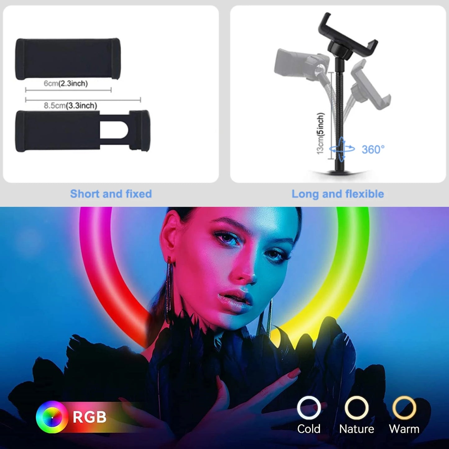 Ring Light Lamp RGB Round With Remote Control For Smartphone Mobile Led Video Light Ring Make Youtube Photographic Lighting