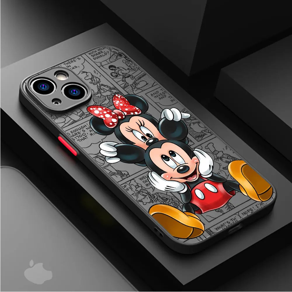 Disney Mickey Minnie Love Phone Case, Apple iPhone 15 Pro Max 13 14 Plus 12 Mini 11 Pro XR 8 SE 7 6S XS MAX Matte Cover