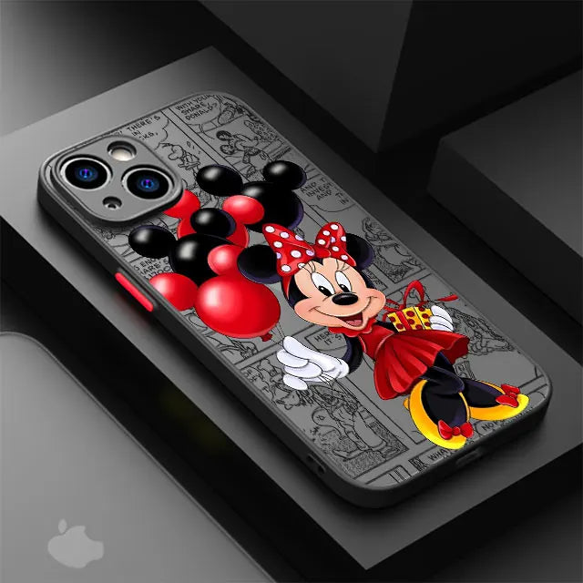 Disney Mickey Minnie Love Phone Case, Apple iPhone 15 Pro Max 13 14 Plus 12 Mini 11 Pro XR 8 SE 7 6S XS MAX Matte Cover