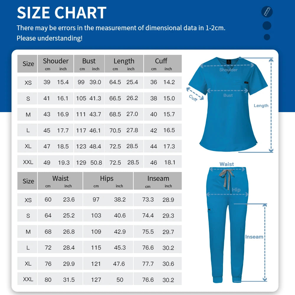 Unisex Scrub Suits Doctor Set Men Tops+Jogger Pants Surgical Workwear Dental Clinic Work Clothes Hospital Doctor Nursing Uniform