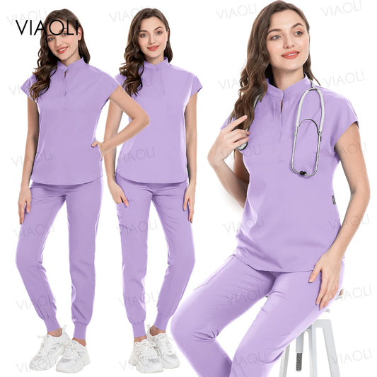 Professional Beauty Workwear Medical Uniform Women Dental Clinic Scrub Set Surgical Clothes Hospital Top Pants Nurse Accessories
