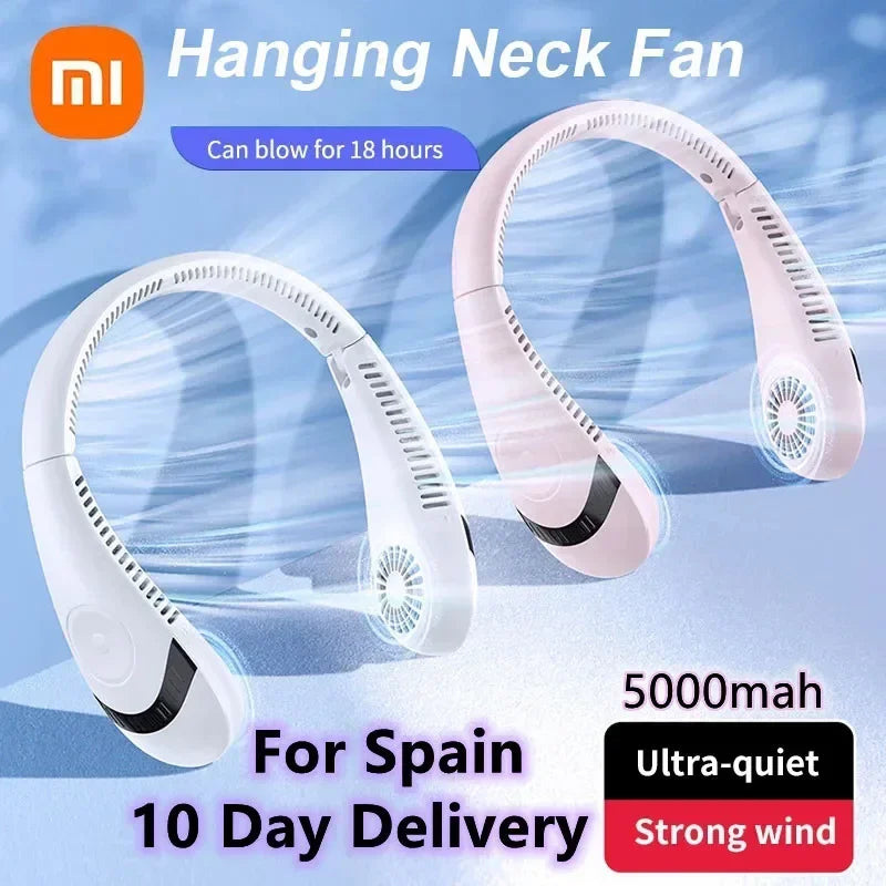 Neck Fan Portable Folding  Xiaomi 5000mAh Hanging Bladeless  Type-C Recharge 360 Degree Air Conditioning Fan